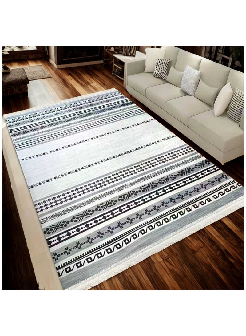 SMART HOME Large padded floor mat with a soft velvet surface and non-slip backing - Living room rug - Majlis rug - Lounge rug - Luxurious decorative rug - Elegant rug with modern patterns for living rooms and majlis - Size 300x200cm - Suitable for everyday use and entertaining - Image 5